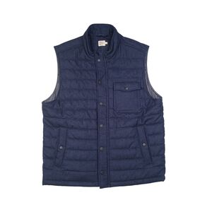Faherty Mens Vest Wool Blend Navy Quilted Navy Blue Full Zip Outdoor Hiking XL